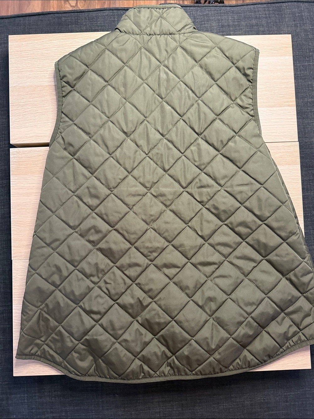 Old Navy Quilted Olive Green Sleeveless Vest with Stand Collar - Picture 4 of 4